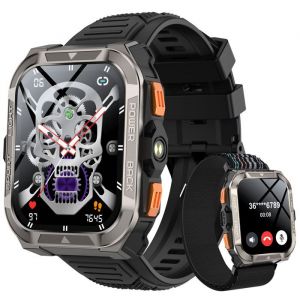 Montre Connect&eacute;e Homme avec GPS 900mAh BatterieIP68 &Eacute;tanche Boussole Appel 1.91 Smartwatch Acier Inoxydable Fr&eacute;quence