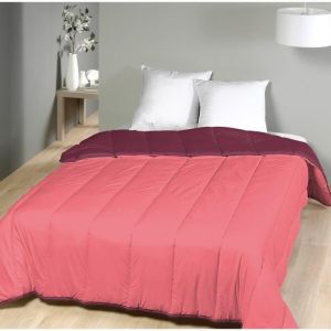 Couette Bicolore Bordeau/Corail - 1 personne - ULTRA LEGERE - MORTREUX