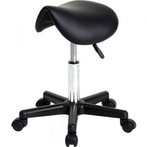 Tabouret à Roulettes Tabouret de Selle Ergonomique Pivotante Hauteur Réglable 50-60.5 cm Noir