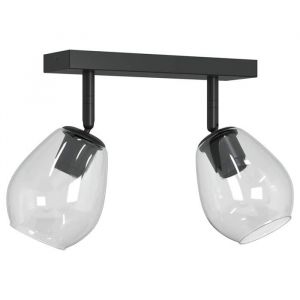 Spot de plafond r&eacute;glable - vidaXL - 33x13x26 cm - Verre et m&eacute;tal - Noir - Moderne - Rotatif - Base E27 - Usage int&eacute;rieur