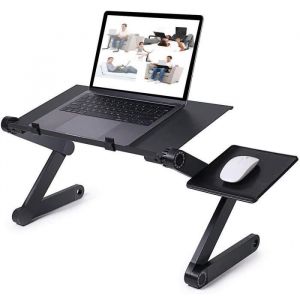Support PC table ordinateur Portable 360° Inclinable Hauteur Regable Tablette Lit Pliable noir