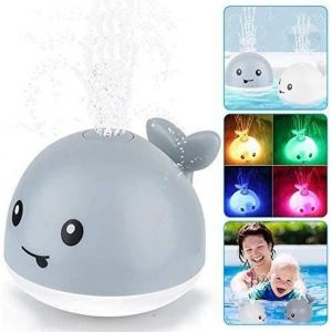 Jouets de bain pour enfants jouets de baleine jaillissant deau jouets de fonction musicale jouets de salle de bain (gris)