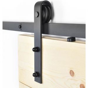 Barnwoodweb Syst&egrave;me de porte coulissante Droit 200cm Ferrure de porte coulissante Droit Ensemble complet pour une porte coulissante