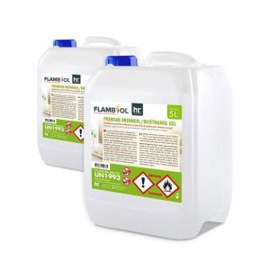 FLAMBIOL® Bioéthanol Premium en Gel (2 x 5 L) – Combustible Longue Durée Idéal pour Cheminées dIntérieur et dExtérieur