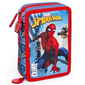 Trousse garnie - SPIDERMAN - 20 CM - 3 Compartiments - Zippée - Mixte