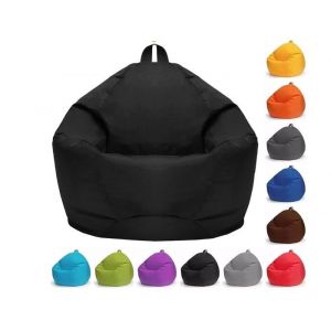 Pouf Poire Adulte et Enfants Pouf G&eacute;ant sans Remplissage Coussin de Sol Pouf de Salon Grande Fauteuil de Salon  70x80cm-Noir