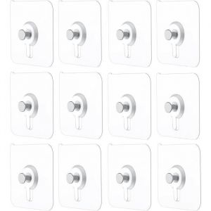 12Pcs Adhesif Accroche Tableau Sans PercerAttache Cadre Adhésif CrochetsFixation Murale Sans Percerpour Accroche Cadres Photo