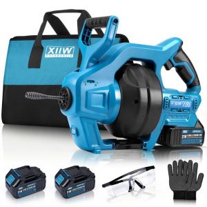 650RPM D&eacute;boucheur de Canalisation pour Flexible Spiral&eacute; de &Oslash;19-85mm Outil de Nettoyage de Tubes Plomberie Batteriex2+Chargeur