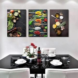Tableau Décoration Murale Cuisine épicesToile Peinture Impression sur Toile sans Cadres Affiche Cuisine (3X30X50CMSans Cadre)
