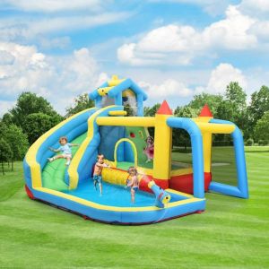 Ch&acirc;teau gonflable pour enfants ch&acirc;teau gonflable 5 en 1 ch&acirc;teau gonflable dext&eacute;rieur avec toboggan zone de saut piscine deau