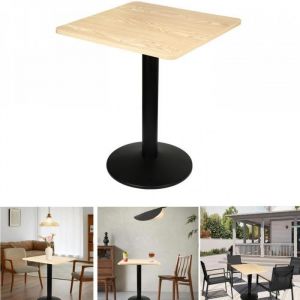 MENGDA-Table Carrée de salle à manger-Métal + bois-4 Places-Convient aux restaurants bars et cafés-Pied Central-Jusquà 90kg