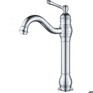 Robinet Salle Bain Haut Peut pivoter à 360 °Mitigeur Lavabo，RéTro Classique Robinet Salle de Bain Robinet Lavabo en Laiton Argent