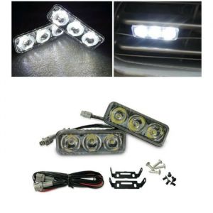 2 Feux Diurne LED 12V Blanc Phares de Jour DRL 3 LED Universel Pare-chocs Grille Avant Voiture Fourgon Moto