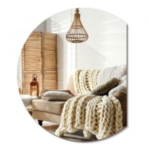 Miroir demi cercle Miroir rond avec un côté biseauté Coupe Premium pour le Salon Couloir 90 cm