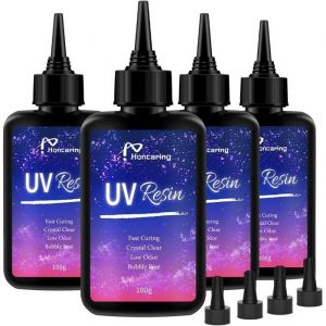 UV Resin 400g Hard Type Clear Beginner-Friendly Kit Upgraded Formula & Crystal Clear for Jewlery Making 100g*4 Resin UV Kit with