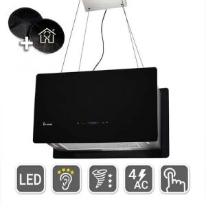 KKT KOLBE / Hotte &Icirc;lot / Hotte aspirante / 60cm / acier inoxydable / verre noir / Op&eacute;ration tactile / CUBE60S