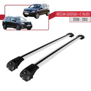 Barres de Toit ACE-1 Railing Porte-Bagages pour Nissan Qashqai +2 (NJ10) 2008-2013 - Gris