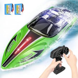 Bateau RC T&eacute;l&eacute;command&eacute; &agrave; partir de 6 8 ans Enfants Adultes Bateau RC 28 KM/H Bateau Rapide Sous-marin T&eacute;l&eacute;command&eacute; avec 2 Batteries