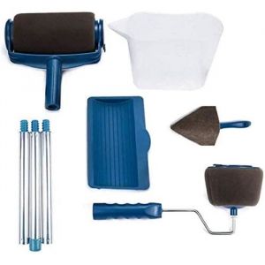 rouleau &agrave; peintureRouleau de peinture anti-goutteavec r&eacute;servoir et b&acirc;ton extensiblepour Peindre Un Plafondbleu8pcs