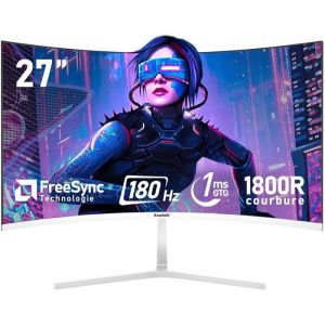 Écran Pc 27 Pouces Incurvé 180Hz Gaming Computer Moniteur1800R1Msfhd 1080P178 ° Grand AngleUltra-Mince LunetteHdmi、Displaypor