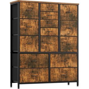 Commode 15 tiroirs en tissuL-100CMMARRONStyle Moderne
