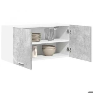 (NEW 2026)Gris Placard/Armoire Haut - Armoire suspendue - CLOUD - Cabinet de cuisine - Gris b&eacute;ton 80x31x40 cm - Bois ding&eacute;nierie 87