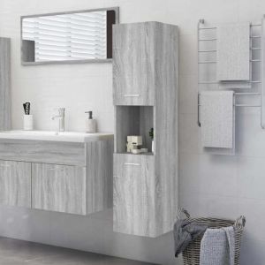 HSF&reg; Armoire de bain - Meuble rangement pour bain/ARMOIRE WC - Sonoma gris 30x30x130 cm Bois ding&eacute;nierie mcv28332