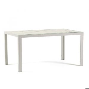 Table rectangulaire - Milo - Aluminium - Verre d&eacute;cor&eacute; - 150x90 cm - Ext&eacute;rieur/Int&eacute;rieur