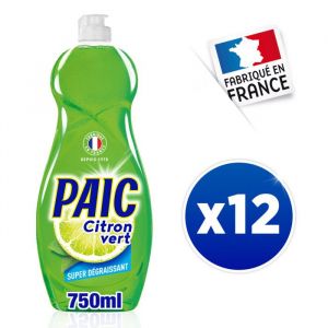 Liquide Vaisselle Paic Citron Vert Origine Naturelle Super d&eacute;graissant 750ml - Pack de 12x750ml