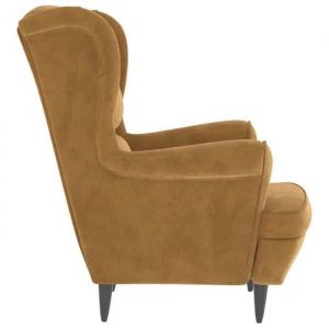 Fauteuil en velours - WIENS - Marron - 74x84x100 cm - Style Scandinave Moderne - Cadre robuste - Confortable