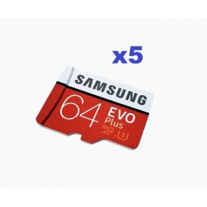 Lot de 5 Samsung Evo plus micro SD 64Go Carte m&eacute;moire micro SD SDXC classe 10 U1 sans lemballage (en vrac) 100MB/s