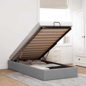 vidaXL Cadre de lit ottoman sans matelas gris clair 100x200 cm tissu cadre de lit cadre de lit rembourré cadre de lit 3310854