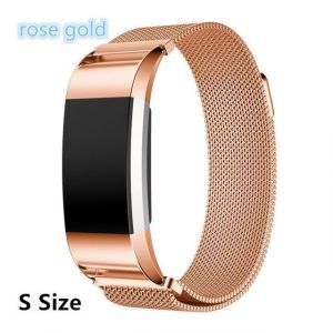 Montre connectéeNouvelle boucle milanaise dacier inoxydable pour Fitbit Charge 2 Bracelet de poignet - Type S size for rose gold