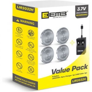 LIR2032H Chargeur de Batterie Rechargeable avec 4 Piles Bouton Lithium-ION 3 7 V 70 mAh pouvant Couleur:LIR2032H- CHARGEUR DE PILES