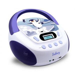 Lecteur CD Enfant Iceberg MP3 Port USB AUX-in Prise Casque - Poste Portable avec Poignée Transport - Secteur ou Piles
