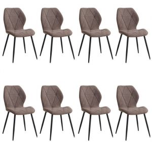 BenyLed Lot de 8 Chaises de Salle à Manger en Lin Tapissées Chaises Dappoint pour Dîner dans la Cuisine (Marron)