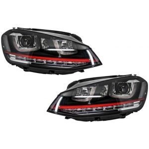 Phares 3D Pour VW Golf 7 VII 2012-20107  LED DRL Red R20 GTI Look Feux de virage dynamiques