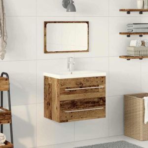 Autumn saleMeuble pour Vasque &agrave; Poser/Meuble WC - Meuble sous - vasque avec lavabo avec tiroir (2 pcs) Bois ancien 2025992964