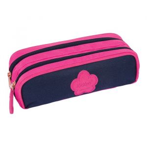 Trousse rectangulaire KICKERS Girl 2 compartiments rose et marine