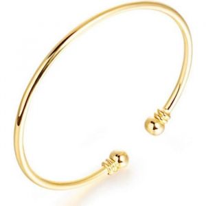 mince bracelet manchette Or jaune 18k plaqué bracelet femme bijoux lisses