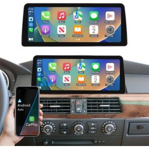 Autoradio Road Top 123 Pouces Carplay pour BMW 5 S&eacute;rie E60 E61 2003-2008 &Eacute;cran Tactile Ultra-Fin