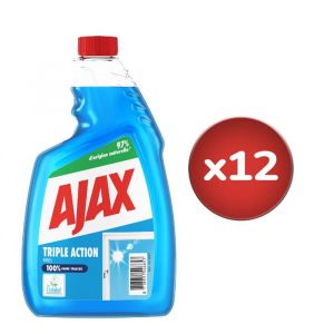 Nettoyant Vitres Ajax Triple Action Recharge Ecolabel 750ml - Pack de 12x750ml