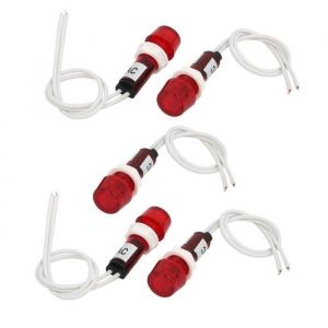 Lampe t&eacute;moin   AC 220V Lumi&egrave;re rouge Voyant lumineux Lampe de signalisation pilote avec 14cm c&acirc;ble 5Pcs