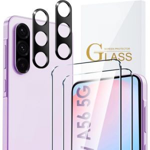 Protection décran et caméra - Little Boutik - Samsung Galaxy A56 - Verre trempé - Transparent - Pack de 2