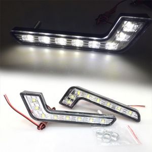 1 paire de feux de jour de voiture à 8 LED feux de brouillard feux de jour étanches feux de jour à LED en forme de sept blancs