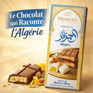 Palmary Moment Djaza&iuml;r Tablette Chocolat Inspir&eacute;e du Makrout Ellouz 150g Cr&egrave;me Citron & &Eacute;clats d&rsquo;Amandes Chocolat Gourmand