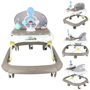 Trotteur B&eacute;b&eacute; Pliableavec Roue Universelle et Hauteur r&eacute;glable Hauteur R&eacute;glableTrotteur B&eacute;b&eacute; Gar&ccedil;on FilleMarron