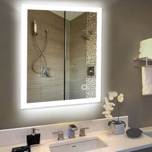 Miroir de salle de bains LED avec illumination par des surfaces lumineuses givr&eacute;es Miroir de salle de bains (90 x 70 cm blanc froid