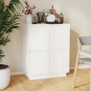 R&eacute;duction FR - Buffet Bas enfilade - Commode salon Blanc 60x34x75 cm - Aspect Bois massif de pin -288495