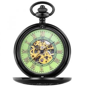 SHARPHY Montre de Poche Mecanique montres hommes Retro horloge pendentif collier bijoux accessoire Vert  Meilleur Cadeau